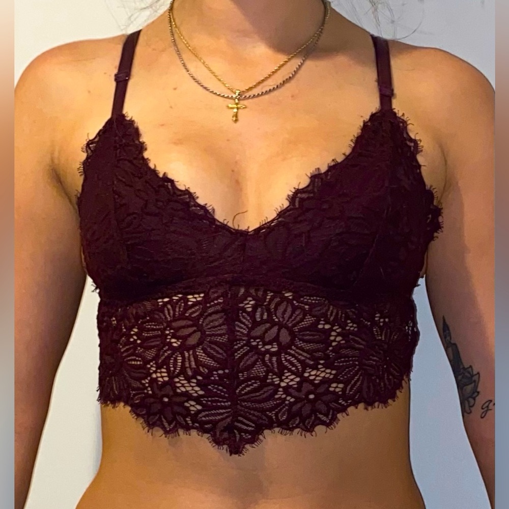 Aerie burgundy padded Lace Bralette size XS